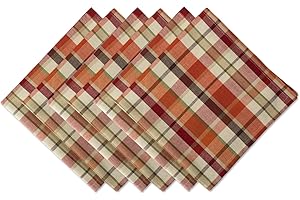 DII Cotton Plaid Napkin Set Machine Washable, 20x20, Pumpkin Spice, 6 Count