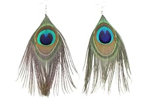 KISSPAT Natural Long Statement Earrings | Feather Drop Dangle Boho Earrings for Women