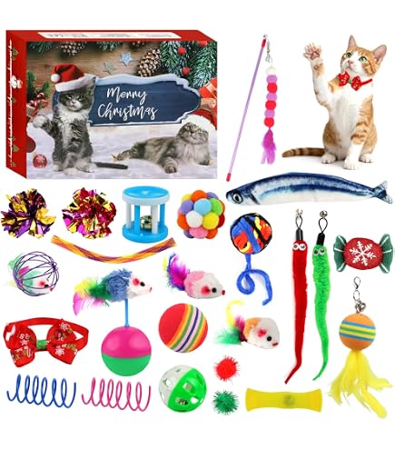 Calendrier De L'Avent Jouets Pour Chat - 24 Surprises Dont Baguette, Nœud Papillon, Peluches - Noël 2025