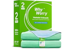 WhyWorry Protege Matelas Alèse Imperméable 86 x 91 cm, Couvre Matelas Absorbant pour Incontinence, Tapis de Lit Lavable en Machine, Protection Réutilisable pour Adulte & Bébé, Oeko-TEX, Vert, 2 Unités