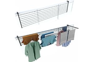 Foxydry Duo Składana suszarka balkonowa, wytrzymała suszarka na pranie ze stali nierdzewnej i aluminium do tarasów, balkonów i balustrad, długość 202 cm (antracytowa, 202 cm)