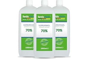 FERDOCLEAN 3L (3 x 1 litro) de isopropanol al 70% | Limpiador de pintura con alcohol solvente 3000ml para frustrar | Limpiador de pantallas | Desengrasante - agente limpiador 3L IPA
