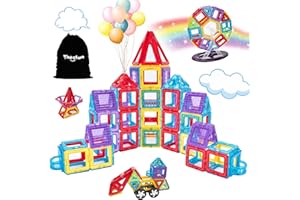 Theefun Magnetische Bausteine 100 Teile, Magnetbausteine Magnetspielzeug Magnet Spielzeug Kinder Magnetspiele für Kinder Geschenk Magnetic Bauklötze Kinderspielzeug Spielzeug ab 3 4 5 6 7 Jahre Junge