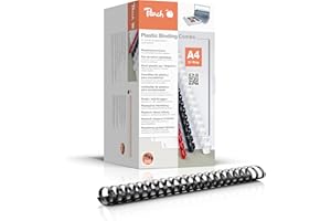 Peach PB444-02 - Canutillo de plástico (A4, 44 mm, 440 hojas, 50 unidades), color negro