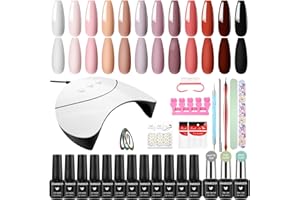 VANREESA Kit Uñas Semipermanentes 12 Colores Uñas Semipermanentes Kit Completo y Lámpara U V Kit Manicura Semipermanente Regalos para Mujeres