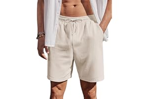 COOFANDY Herren Shorts Sommer Baumwolle Kurz Hosen mit Gummizug Leicht Sommershorts Freizeithose mit Taschen