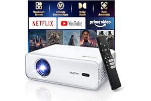 [NetfIix Officially & DoIby Audio] Aurzen Eazze D1 4K Supported Smart Projector with Auto Focus & Auto Keystone, 50% Zoom, HDR 10, 60Hz Portable Projector for iOS/Android/USB/TV Stick,White