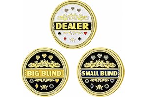 LuluCircle Dealer Button, Small Blind, Big Blind, Poker Guard, Poker Gifts for Men, Poker Accessories, Coin Collectibles, Poker Chips Coin with Plastic Case (Position Marker), 3 pcs