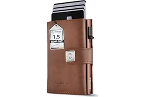 SF SCOFIELD Trinity Wallet I Pop Up etui na karty męskie, z przegródką na monety, 10 – 12 kart, etui na karty kredytowe, ochrona RFID, portfel męski, Smart Wallet, Vintage Brown - Caramel Brown