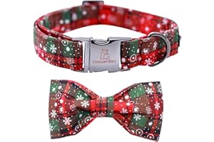 Lionheart glory Weihnachtskariertes Hundehalsband, verstellbares, weiches Hundehalsband mit Fliege, Haustiergeschenk, Hundehalsbänder, Schleife für kleine Hunde