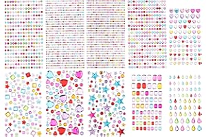 NUTTDOO Self Adhesive Gem Stickers,2651 PCS Rhinestone Stickers Stick on Gem for Craft DIY Crafts Gluing 10 Sheets