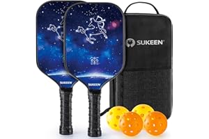 Sukeen Pickleball Paddles Set di 2 racchette Pickleball in fibra di vetro, alta potenza di salto per interni ed esterni, con borsa portatile