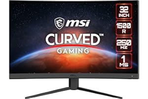 MSI G32C4X monitor gaming 32" (FHD), 250Hz / 1ms, pannello VA (1920 x 1080), AMD FreeSync Premium, HDR Ready, Curvatura 1500R, Anti-sfarfallio - Display Port 1.2a, HDMI 2.0b