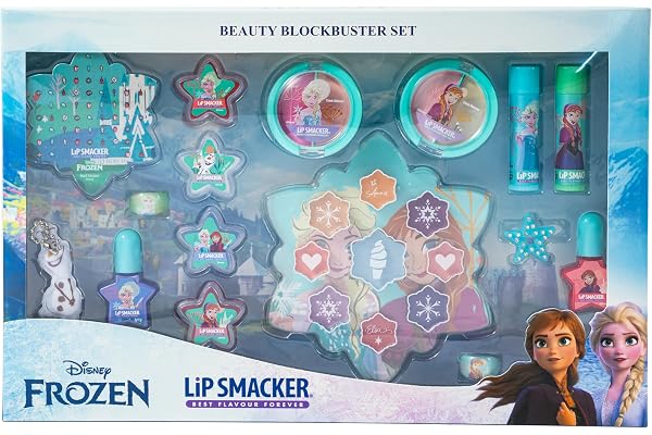 Lip Smacker Frozen Blockbuster Set, All-in-One Makeup Giftset with Lip Balms, Lip Glosses, Shimmer Creams and Nail Polishes f