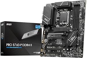 MSI PRO B760-P DDR4 II Motherboard, ATX - Supports Intel 14th, 13th & 12th Gen Core Processors, LGA 1700 - DDR4 Memory Boost 5333+MHz/OC, PCIe 4.0 x16 Slots, M.2 Gen4 Slots, 2.5G LAN Black