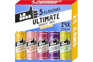 Lo Bros Kombucha Drink Ultimate Variety Pack - Sparkling Refreshing Soft Drink with Natural Ingredients and Live Cultures, Probiotic for Gut Health, Low Sugar, Vegan, Gluten Free - 24 x 250ml