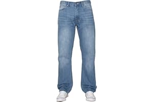 ZE ENZO ENZO Mens Classic Straight Leg Regular Fit Indigo Wash & Mid Stone Wash Denim Jeans