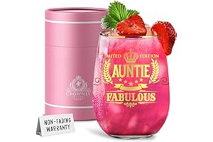 KIES CROWNLY CRYSTAL® Gold Gifts for Auntie Personalised Wine Glass Auntie Birthday Gifts Auntie Mothers Day Gifts for Auntie Gifts from Niece Auntie Wine Glass Aunty Gift Great Auntie Gifts Populer
