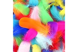 ADETEU RaG 400 Stück Bunte Federn Gänsefedern 8-12cm Federn für Halloween Fest Masken, Verschiedene Geburtstagsfeier Hochzeitsfest Partydekorationen