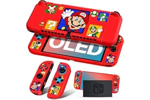 Koecya for Nintendo Switch OLED Case Cute Cartoon Anime Design Cases Kawaii Fun Funny Fashion Soft Slim Protective Shell Cover Dockable Joycon for Kids Boys Teens Girls for Switch 2021 Red