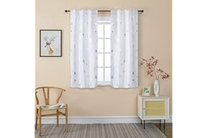 GIRASOLE HOME® Coppia Tende Semi Oscuranti Morbide Fantasia Stelle Argentate Tenda Morbida per Interni con Tasca e Passanti Nascosti 2 Pannelli (Bianco, 70x145cm)