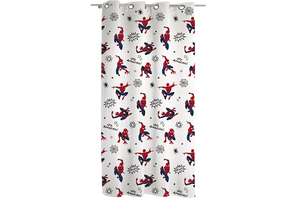 Spiderman, gardin med ringar, gardin för barnrum, gardin för inomhus, 140 x 290 cm, Marvel, officiell produkt, enkelpanel