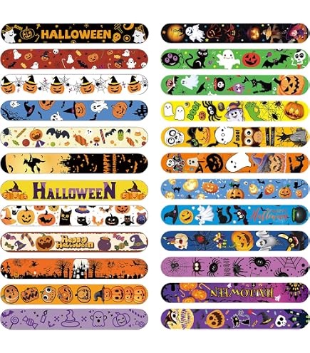 Braccialetti Slap Halloween 24 Pezzi - Zucche, Maghi, Fantasmi, Scheletri, Ragnatele, Per Feste E Bambini