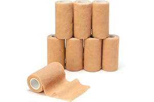 SUPERBE Cohesive Bandage Tape 10cm X 4.5m, 8 Rolls Self Adhesive Bandage Vet Wrap for First Aid, Sports, Sprains & Swelling, Human, Animals