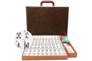 MOSE CAFOLO American Mahjong Game Set 166 White Engraved Tiles for Western Mah Jong, Mah jongg Play with Traveler Size Carrying Case, Dices, Chips, Manual,Win indicator. / Racks and Pushers not included