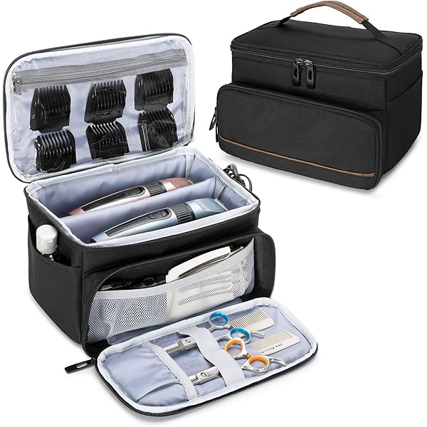 ProCase Sac De Transport Pour Tondeuse à Cheveux, Trousse à Outils De Coiffure, Organisateur Pour Tondeuse à Cheveux, Ciseaux, Tondeuse, Boîte De Rangement Pour Accessoires De Coiffure, Noir