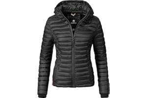 MARIKOO Damen leichte Übergangsjacke Steppjacke mit Kapuze Samtpfote XS-XXL