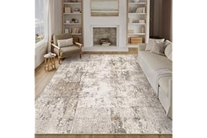 HUGEAR Nadający się do prania, dywan obszarowy, 200 x 300 cm, brązowy, szary, nowoczesny, abstrakcyjny, do salonu, sypialni, duży, antypoślizgowy, z krótkim włosiem, miękki dywan do salonu, jadalni