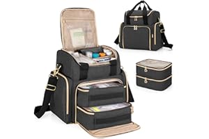 Luxja Grand Sac de Médecine avec 2 Étuis Amovibles, Sac de Rangement de Médicaments avec Plusieurs Sections de Rangement (Adaptées aux Voyages ou à la Maison), Noir