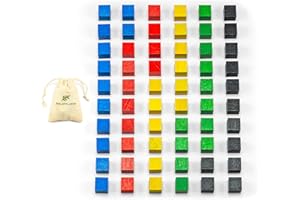 Petits cubes en bois de Waldfelsen® : 60 cubes en bois de hêtre en cinq (taille : 8 mm)