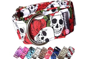 Woofpetshop® Collier Martingale, collier pour chien de petite, moyenne et grande, collier idéal lévrier et podenco (4 cm - Taille L (44 ~ 58 cm), tête de mort rouge