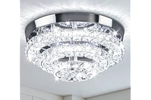 Cainjiazh 11.8" Lámpara de Techo de Cristal Moderna LED Semi Flush Mount para Dormitorios, Comedor, Salón, Pasillo (6500K Blanco Frío)