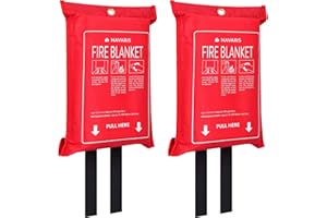 Navaris Lot 2x Couverture Anti-Feu - Bâche Ignifuge Anti-Incendie 1,2 x 1,2 m en Fibre de Verre - Protection pour Cuisine Bureau Maison - 1,36 kg
