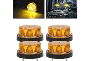 Biqing 2PCS Gyrophare LED 12V-24V, Rond Stroboscopique Signalement d'avertissement Lumières 2 Modes de Flash Strobe Beacon Light Pour Voiture Véhicule Camion Remorque Van (Jaune, 2)