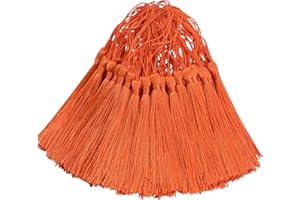 HETUYON 100pcs Silky Handmade Craft Tassels Mini Pendant for DIY Bookmark, Keychain, Garland, Graduation Cap, Curtains, Jewelry Making, Party Decoration, Sewing, Cushions and Home Decor (Dark Orange)