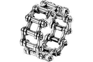 Flongo Anello di Donna Uomo Anello in acciaio inox d'argento, Catena del Motociclista Anello Punk Rock, Anello regalo Originale per Uomo Taglia 14-35