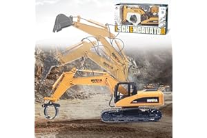 PENGBU RC Pelleteuse Télécommandée Pelle Entièrement Fonctionnelle Pelleteuse Enfant tractopelle 15 Canaux Jouets de Pelleteuse rc de construction professionnels 1:14 avec lumières et son pour garçons et filles