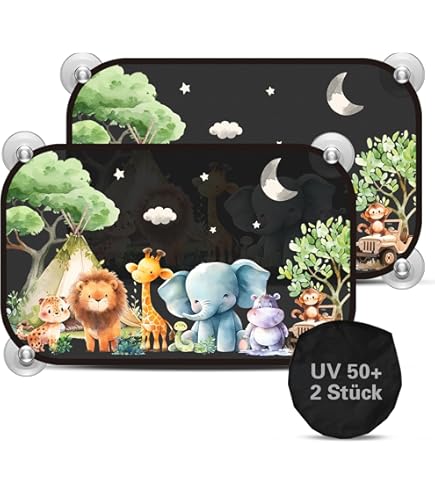 Auto Sonnenschutz 63x49cm Für Kinder - UV Schutz Mit Saugnäpfen