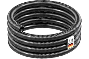 Wiltec Tuyau d'aspiration noir – 5 m/Ø 25 mm (1") / 180 g/m – avec Spirale de renforcement – Tube souple sans pression en PVC – pour Arrosage Irrigation Jardinage Évacuation Refoulement