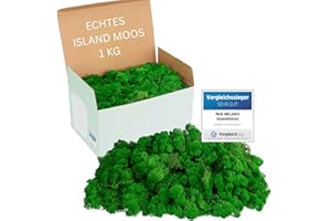 ‎MIA MILANO Mia Milano Islandmoos naturgrün konserviert | Moos Deko zum Basteln | 1kg Echtes Dekomoos Isländisch für Moosbild, Mooswand lebend