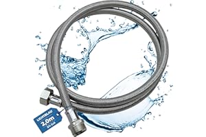 LICHTBLAU Knickfester Aquastop Verlängerungsschlauch I 2,0m I Anschluss 3/4 Zoll Waschmaschine Geschirrspüler I 2982 Panzerschlauch Gerade/Gerade inkl, Dichtung I universell verwendbar