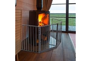 VA-Cerulean Grille de protection de cheminée en métal avec porte, pliable, 5 pièces, 305 cm, noir, pour enfants