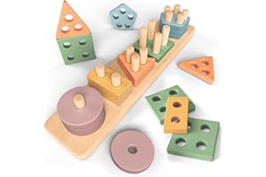 Sweety Fox Juguetes Montessori de Apilamiento y de Selección 1 2 3 años - Juguete para Actividades y Desarrollo de Madera Colores Pastel - Juego Montessori para los Más Peques 1 año Montessori