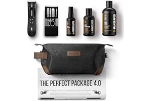 ‎MANSCAPED REFINING THE GENTLEMAN MANSCAPED™ Perfect Package 4.0 Kit Contains: The Lawn Mower™ 4.0 Electric Trimmer, Ball Deodorant, Body Wash, Performance Spray-on-body Toner, Four Piece Luxury Nail Kit, Toiletry Bag, 3 Shaving Mats
