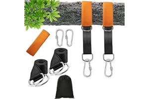 MINVOO Correas de Hamacas Kit de Correas para Colgar de árbol Fijación para Hamaca de árbol 5 x 100cm con 2 Mosquetón y Cojines de Protección de árboles Máxima 450KG para Columpios y Hamacas