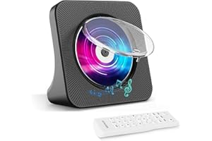 MAITE Lettore CD da scrivania con trasmettitore Bluetooth, lettore radio portatile con altoparlanti e timer, lettore radio CD con porta AUX/USB, custodia antipolvere, display LCD